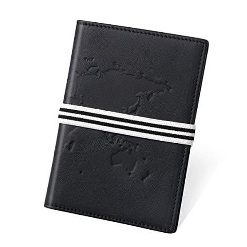 flintronic Passport Covers, Genuine Leather Passport Wallets, RFID Blocking Case Cover (Black) Passport and Card Holders for Men&Women Travel Accessory, Ticket, Cashes