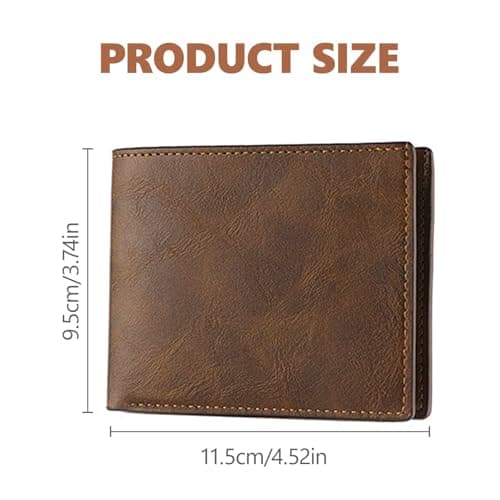 OBSEWAU Leather Wallet, Mens Slim Wallet with Card Holder Banknote Compartments and Coin Pocket, Men's Small Bifold Leather Wallet for Work Business or Travel Minimalist Purses for Men UK (Brown) — view 2