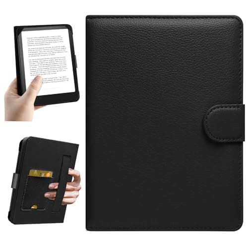 HoYiXi Universal Case for 6-inch Kindle eReader Compatible with Kobo/Voyaga/Pocketbook/Tolino E-book reader,6'' eReader Protective Cover with Built-in Card Slot,Black (Black, 6 inch)