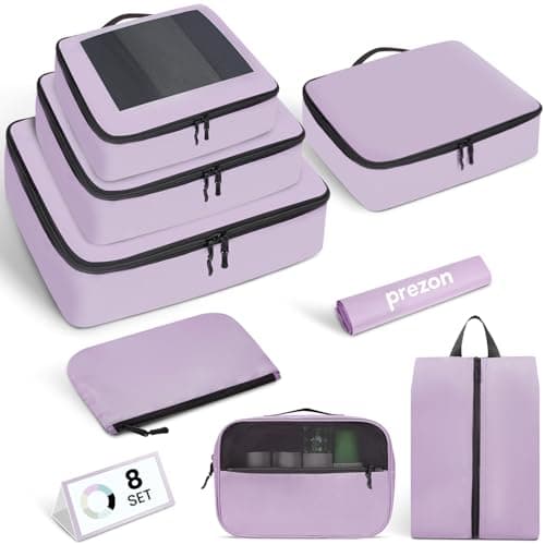 Prezon Packing Cubes for Suitcase 8 Set, Lightweight Luggage Packing Organizers Packing Cubes for Travel Accessories - Purple