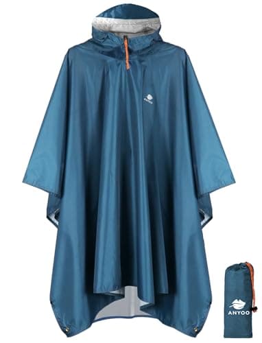 ANYOO Waterproof Rain Poncho Lightweight Reusable Adult Unisex Multi-use