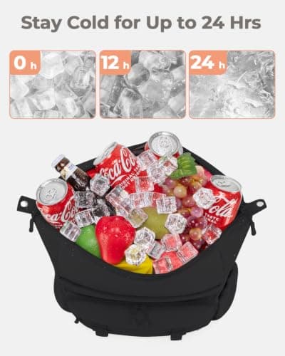 Backpack Cooler Insulated Leak Proof 40 Cans Puffer Soft Cooler with Laptop Compartment Portable Lightweight Beach Travel Camping Lunch Backpack for Men and Women (Black) — view 6
