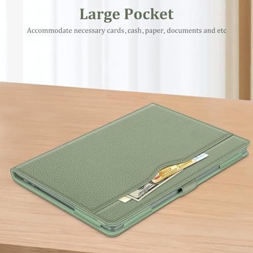 FINTIE Sleeve Case for 13.5 Inch Microsoft Surface Laptop 5/4/3/2 (Model: 1951/1868/1958/1950/1867/1769), Premium PU Leather Protective Folio Book Cover with Large Pocket, Sage — view 4