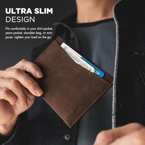 VULKIT Passport Cover Ultra Slim Design Leather Travel Wallet with Back 2 Card Slots, RFID Blocking Passport Sleeve Travel Essential — view 5