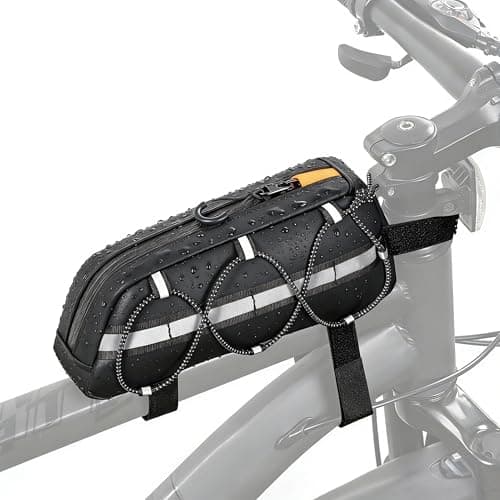 FREEAMG Bike Frame Bag, 1.2L Bicycle Top Tube Bag with Reflective Strips