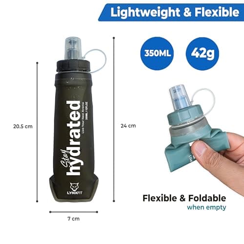 LYNXFIT Soft Flask 350ml (2 Pack) – Collapsible Running Water Bottle, BPA Free TPU Hydration Flask with Bite Valve, Leakproof Foldable Water Bottle for Hydration Vest, Trail Running, Cycling, Hiking — view 2
