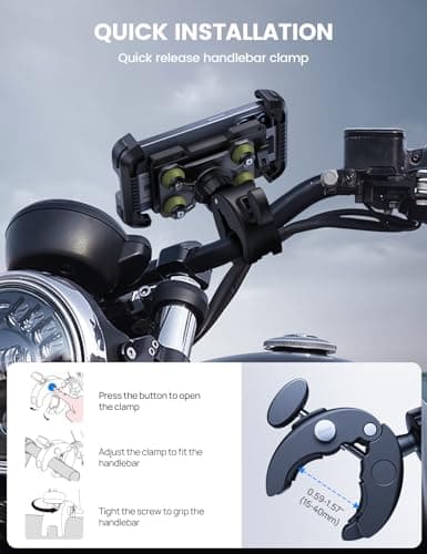 Lamicall Motorbike Phone Holder, [Dual Anti-Shock] Bike Phone Holder Green — view 6