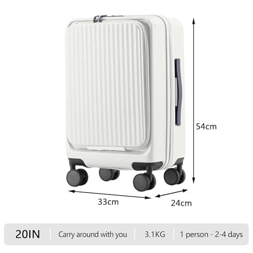 Simcat Carry On Suitcase 20in Luggage with Front Zipper Pocket TSA Lock — view 2