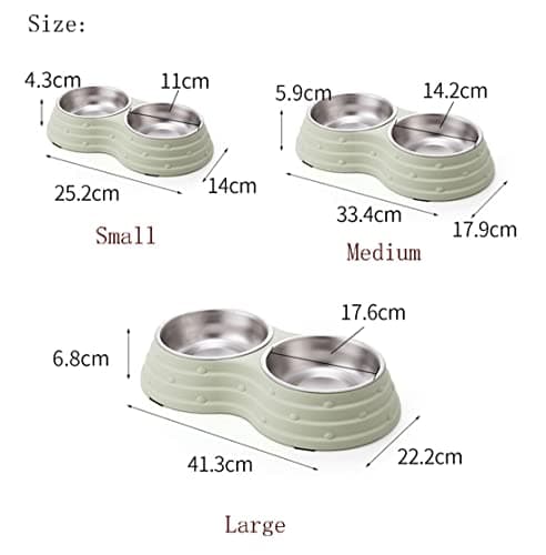 Double Dog Bowls,Removable Stainless Steel Pet Double Bowls (Small, Pink) — view 2
