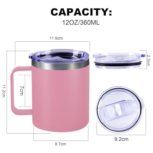Byitin Insulated Coffee Mug 360ml, Thermal Travel Cup with Handle — view 5
