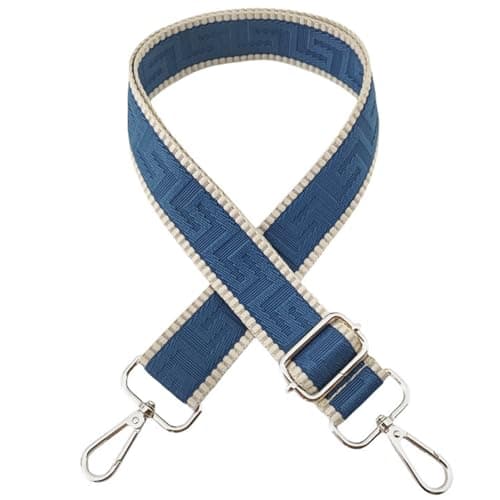 Shoulder Strap for Bag Adjustable Bag Straps Wide 3.8 cm with Silver Buckle, Handbags Straps Replacement for Women Crossbody Accessory, Khaki/Blue, K39 — view 2