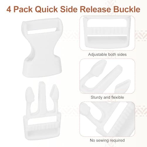 PATIKIL 4pcs Quick Side Release Buckle 0.8" Plastic Belt Clip White — view 3