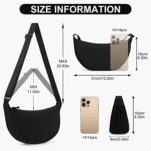 DKIIL NOIYB Women's Nylon Crescent Bag - Hobos Crossbody Shoulder Bag with Adjustable Strap - Solid Color Chest Fanny Pack — view 6