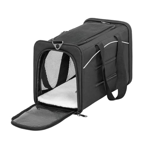Petsfit Kitten Carrier Airline Approved,Travel Cat Carrier Bag for Small Cats and Puppy Under 4KG, Top Loading carrier small size on Airplane, Transport Carrier-42cm×28cm×22cm,Black — view 3