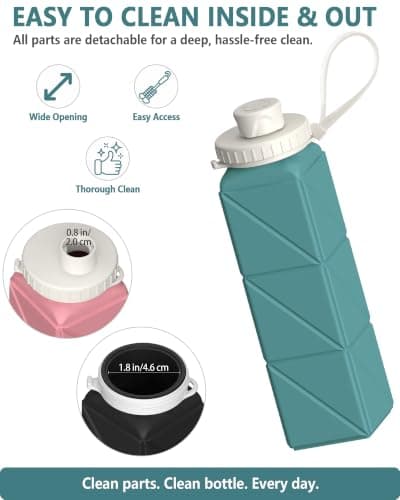 BEAUTAIL Collapsible Water Bottle 610 mL, Silicone Travel Water Bottle — view 5