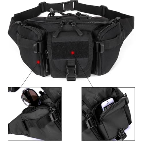 Men's Tactical Waist Bag Military Tactical with Molle Design Multi-Pocket Shoulder Bag for Trekking, Mountain, MTB and Outdoor Activities, Black — view 2