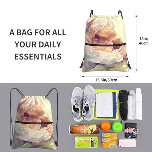 Vortithora Outdoor Love-Grandma Casual Drawstring Backpack With Zipper Pocket, Drawstring Sports Bag For Gym And Daily Use — view 3