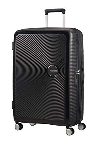 American Tourister Soundbox - Hard Shell Suitcase 77 cm Large - Trolley Suitcase with 4 Wheels, TSA Lock, Expandable & Light - 97/110 L - Black (Bass Black)