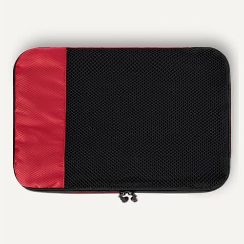 Amazon Essentials 4-Piece Packing Cubes Travel Accessories Set, Luggage Organiser with Double Zip, Mesh Top, Polyester, Medium, Red (Previously Amazon Basics) — view 5