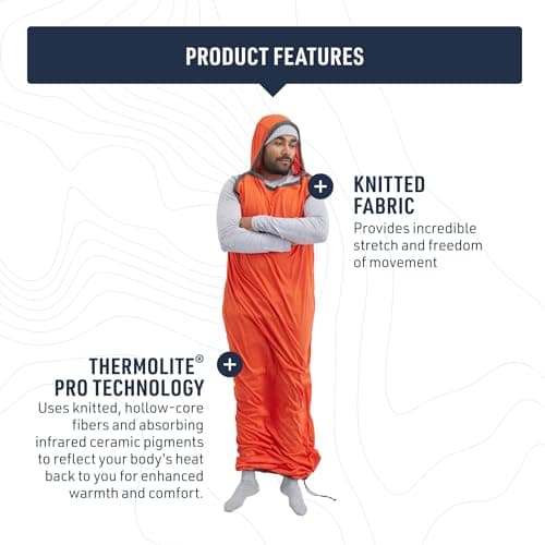 Sea to Summit - Reactor Extreme Sleeping Bag Liner - Regular Mummy With Drawcord - Thermolite For Thermal Boost - Ultra-Sil Stuff Pack - For Backpacking, Camping & Winter Camping - Orange - 364g — view 3