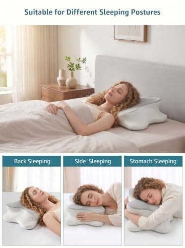 TOOHUB Cervical Neck Pillow, Cervical Pillow for Neck and Shoulder Pain,Memory Foam, Butterfly Ergonomic Pillow with Removable Washable Pillowcase for Side Back Stomach Sleepers — view 3