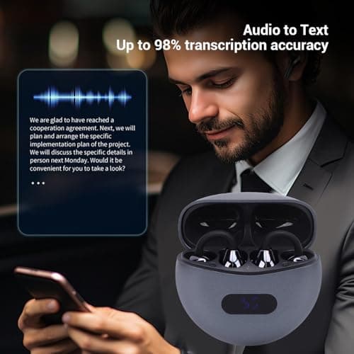 Taidda AI Translation Earbuds, Bluetooth 6.0 Wireless Earphones with Noise Cancelling and Real Time Translation for 74 Languages, APP Control for Travel Business Learning (Black) — view 3