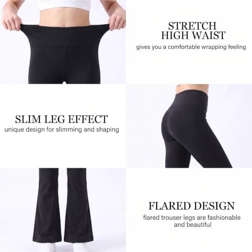 Sahunfri Girls Fleece Lined Flared Leggings Kids School Trousers Black — view 5