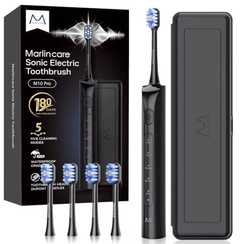 Marlincare Electric Sonic Toothbrush for Adults, 180 Days Life (Black)