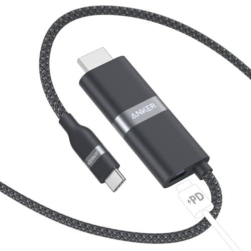 Anker Nano USB C to HDMI Cable Adapter with 140W PD Fast Charging Port, 4K@60Hz HDMI to USB C Cord, Sustainable with Advanced Shielding, Thunderbolt 5/4/3 Compatible, for MacBook, iPhone, HD TV (6 FT)