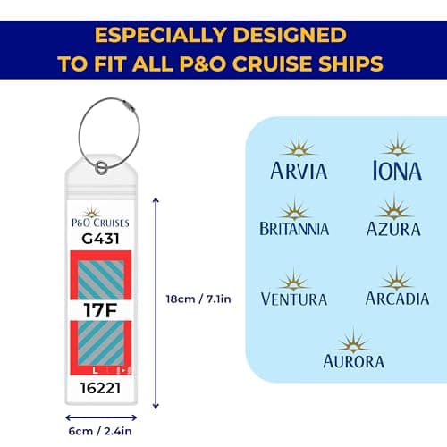 P&O Cruise Luggage Tag Holders [4 Pack] – Waterproof, Durable with Steel Loops – Fits All P&O Cruise Ships for Cruising in 2026, 2027 and 2028 – Cruise Essentials — view 2