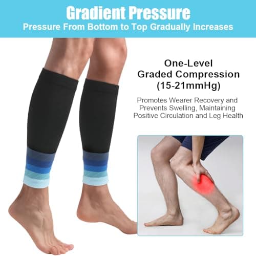 ACWOO Calf Support Compression Sleeves for Women Men, 1 Pair 15-21mmHg Class 1 Shin Splints Brace Support for Torn Muscle Pain Relief, Cramps, Sprains, Footless Leg Socks for Running Sports Flight — view 4