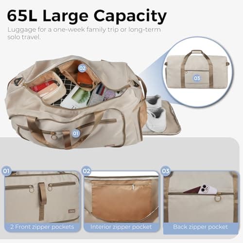 Fmeida 65L Foldable Travel Duffle Bag Waterproof Holdall Luggage Bags — view 4