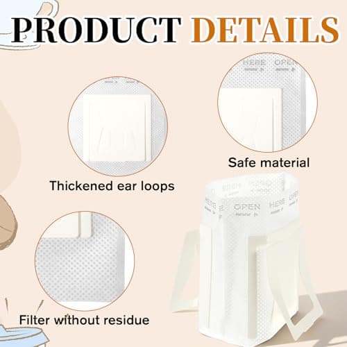 100 Pcs Portable Coffee Filter Paper Bag Hanging Ear Coffee Filter Bags — view 3
