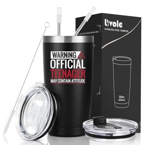 Livole 13th Birthday Gifts for Boys, Son, 20oz Insulated Travel Mug, Black