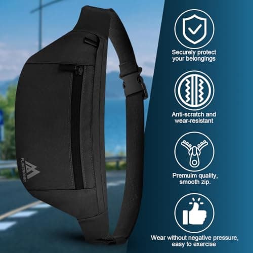 Flintronic Bum Bag, Waist Bags for Men Women, Travel Waist Pack with Adjustable Belt, 4 Compartments, Waterproof Bumbag for Sports, Running, Cycling — view 6