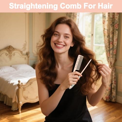 Heat-resistant V Hair Styling Comb, 2 Pieces V Shaped Hair Straightening Comb For Flat Iron, Hairdressing Grooming Combs, Professional Brush Supplies For Home Travel Dating Holiday Road Trip — view 3