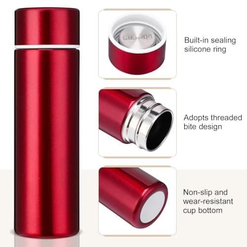 saerryor 2 Pcs Stainless Steel Water Bottle150MLMini Flask Black Red — view 3