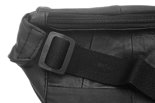 Engraved Shield Black Leather Fanny Pack Adjustable Travel Bumbag Gift ES — view 4