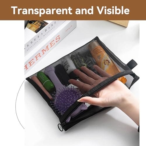 4 Pcs Small Makeup Bag for Handbag,Pouches for Handbags,Black,14×19cm — view 4