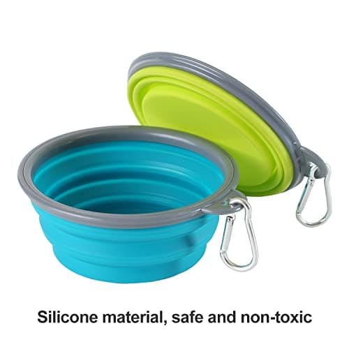 2 Pack Collapsible Dog Bowl, Foldable Dog Travel Bowl Portable Dog Water Bowl Pet Feeding Food Bowl for Camping Hiking Walking 350ml — view 2