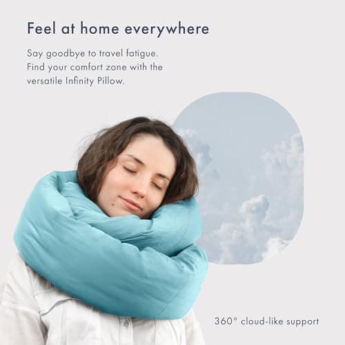 Huzi Infinity Pillow - Travel Neck Pillow - Versatile Soft 360 Support Scarf - Machine Washable - Home Travel Flight Road Trips (Airy Blue) — view 2