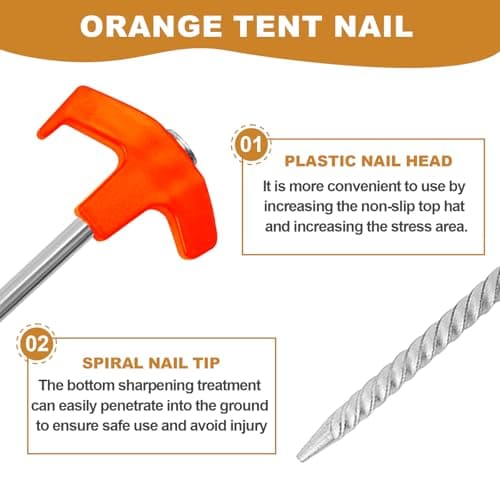 10 Pack Metal Tent Pegs - Heavy Duty Camping Pegs for Hard Ground, Awnings & Rock — view 3
