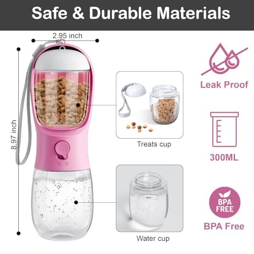 3 in 1 Portable Dog Water Bottle with Food Container and Waste Bag, Multifunctional Pet Travel Water Dispenser Water Bottle for Outside Drinking and Eating,Suitable for Puppy and Cats — view 4