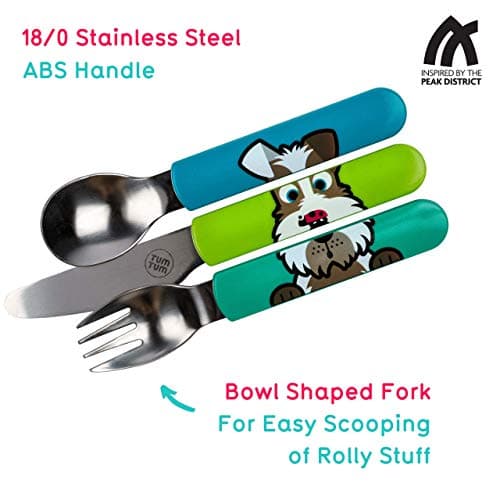 TUM TUM Toddler Cutlery Set with Travel Case, 3 Pcs Kids Cutlery Set Stainless Steel Includes 1 x Fork/Spoon/Knife, Kids Travel Cutlery Sets, BPA Free (Scruff The Dog) — view 3