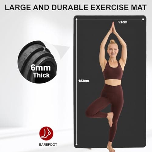 Stepwaver TPE Large Yoga Mat 183x91×0.6cm, Non-Slip Large Exercise Mat — view 2