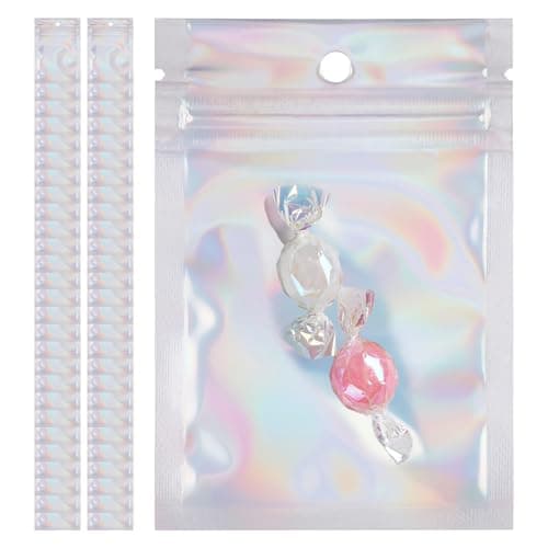 50 PCS Smell Proof Bag, Mylar Bags 7x9cm, Foil Ziplock Bags Small Smell Proof Bag, Small Resealable Bags Storage Pouches Grip Seal Clear Plastic for Food Storage,Jewelry,Electronics