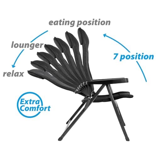 Brunner Aravel Vitachic Caravan Chair Salt & Pepper, Folding Reclining Outdoor Chair, Lightweight Aluminium Frame, Breathable Quick Dry 3Durafeel Fabric, Garden, Camping & Motorhome Chair (Medium) — view 5