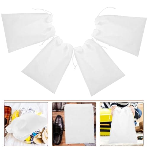10pcs White Non Woven Shoe Storage Bags with Drawstring for Travel — view 6