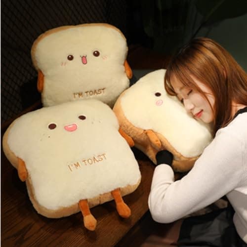 OUKEYI 15.7/40cm Toast Bread Plush Pillow, Bread Stuffed Pillow,Food Pillow with Pocket Plush pillow warm hand pillow(cute) — view 3
