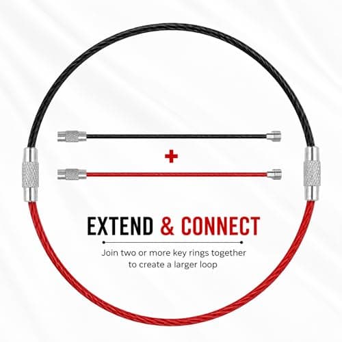 ROKEL Wire Keychain Cable – 8Pcs, 15cm Stainless Steel Cable Key Rings with Secure Screw Lock, Heavy Duty Connectable Keyring Loops for Keys, Luggage Tags, Travel, Hiking & Camping (8) — view 5
